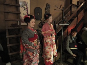 This restaurant in Roppongi caters to tourists, with pseudo maiko (apprentice geisha) offering a welcome at the door: Irrashaimase!  